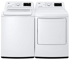 White LG High-Efficiency Top Load Washer And Electric Dryer From New Country Appliances